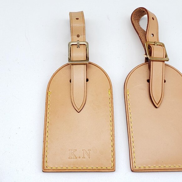 Authentic Louis Vuitton 3 Tan Luggage / Name Tags With Initials 45-121025 - Picture 6 of 9